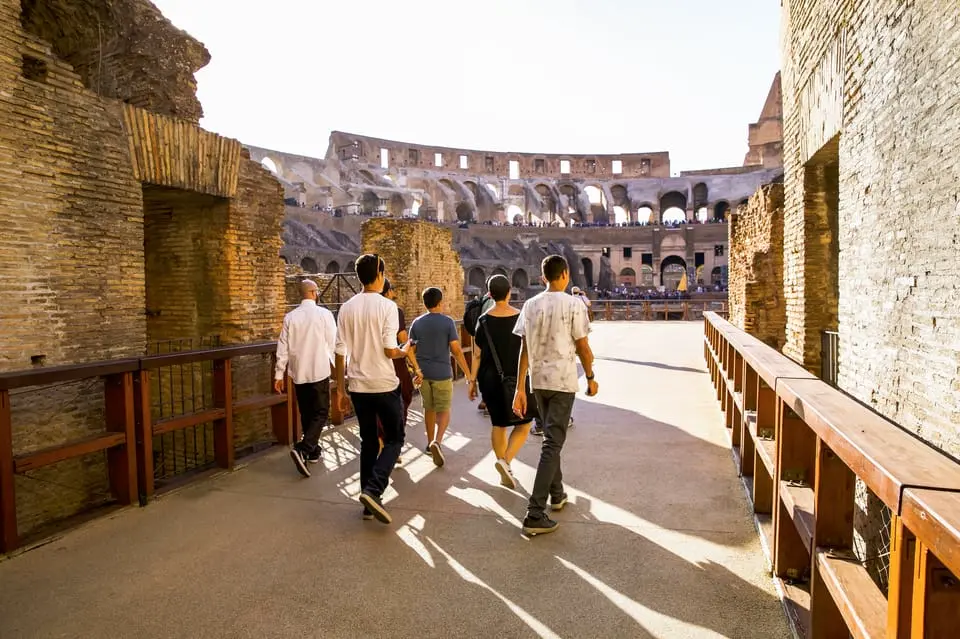 Protected walkway inside the Colosseum underground