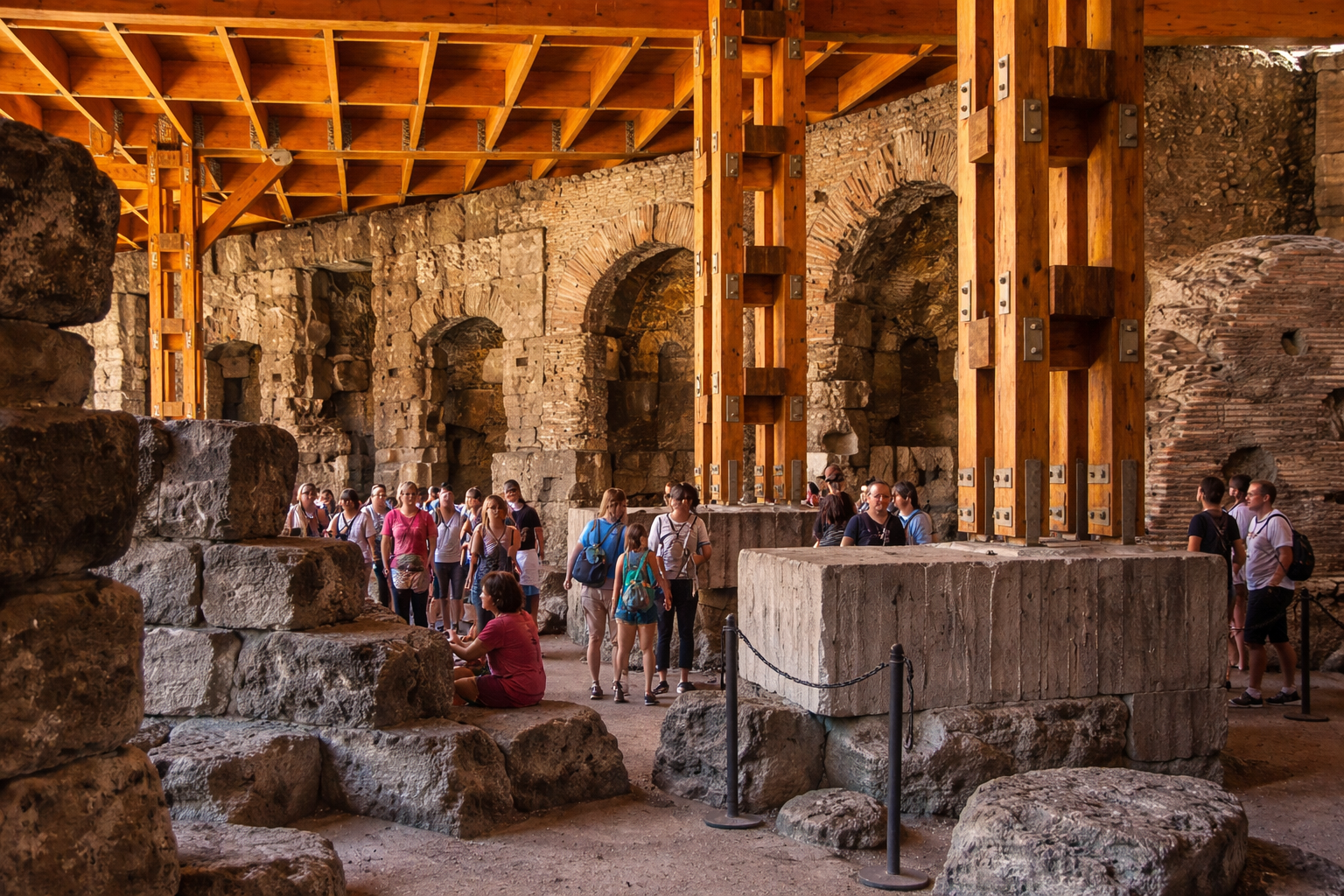 Ancient chambers within the Colosseum hypogeum