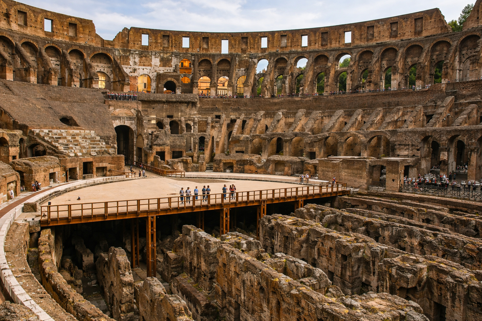 Brick archways in the Colosseum underground
