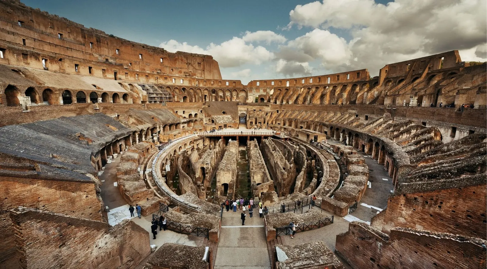 Wide view of the Colosseum underground walkways
