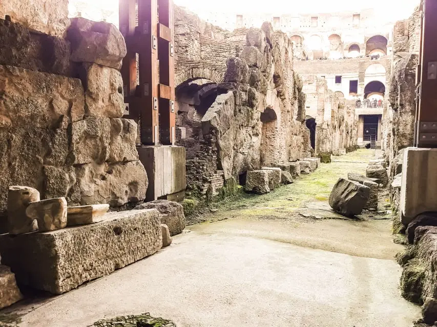 Brick tunnels of the Colosseum underground